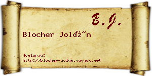 Blocher Jolán névjegykártya